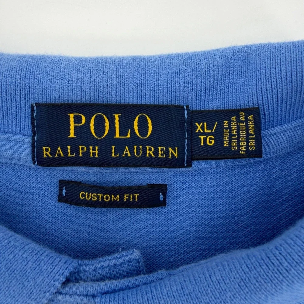 Polo Ralph Lauren Polo Shirt Mens XL‎ Blue Custom Fit Short Sleeve Red Pony Logo